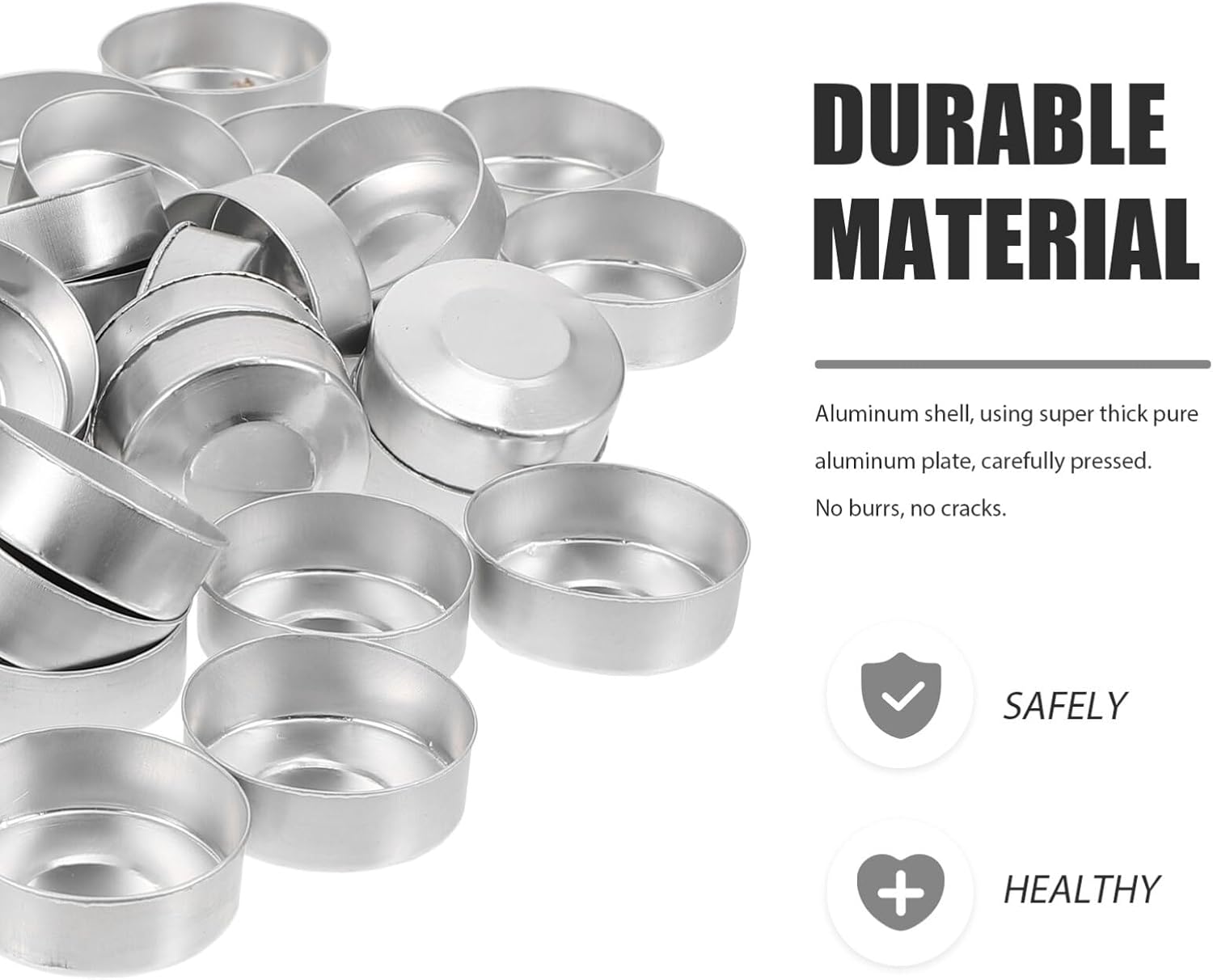 TEHAUX 100pcs Aluminum Tea Light Cups with Candle Wicks