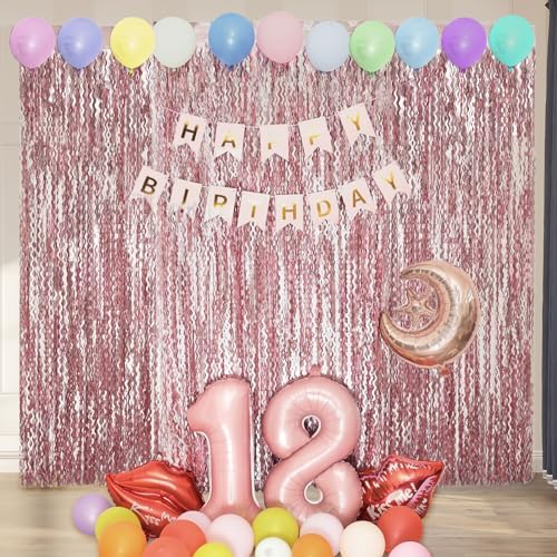 4 Pack Pink Wavy Tinsel Curtain Backdrop