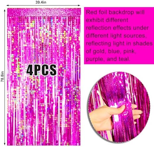 4-Pack Hot Pink Foil Fringe Backdrop