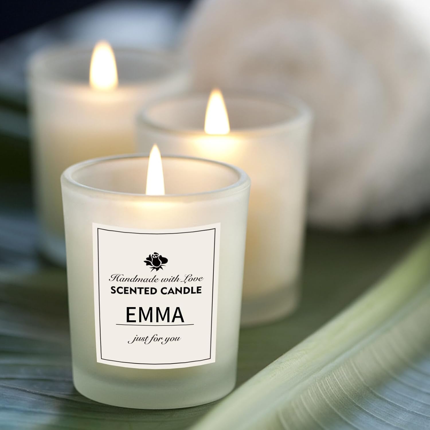 15 Pack Frosted Glass Candle Jars with Bamboo Lids and Labels