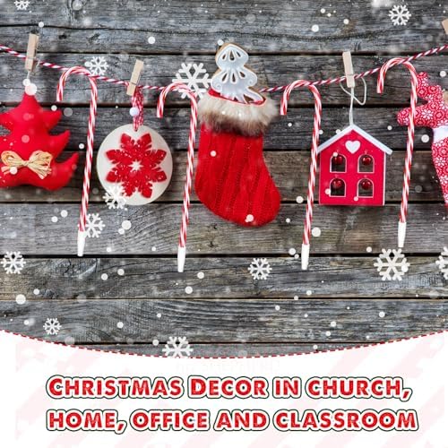 Qilery 100 Piece Christmas Candy Cane Pens with Cards