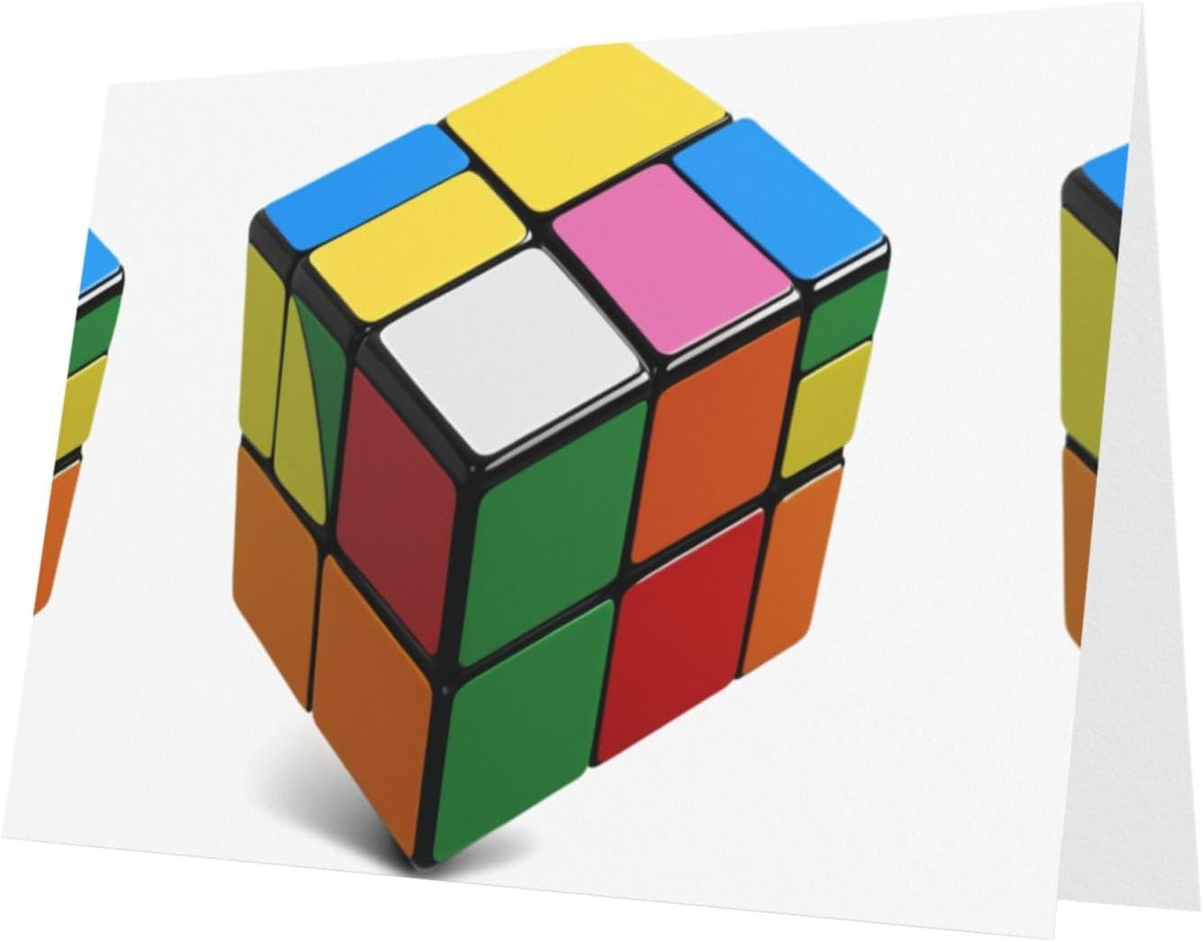 Gray Puzzle Rubiks Cube Pattern Greeting Card