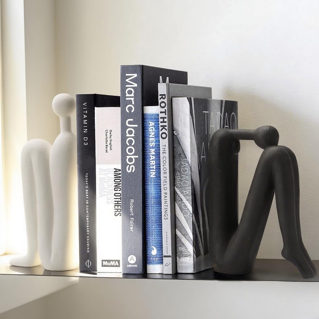 WANCHIY Modern Bookends for Shelves