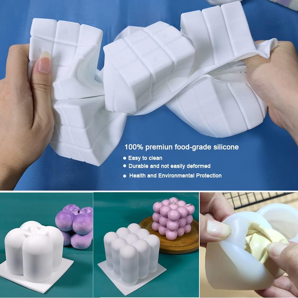 NICAVKIT 6Pcs Silicone Candle Molds Set for DIY Candles Soaps Baking Desserts