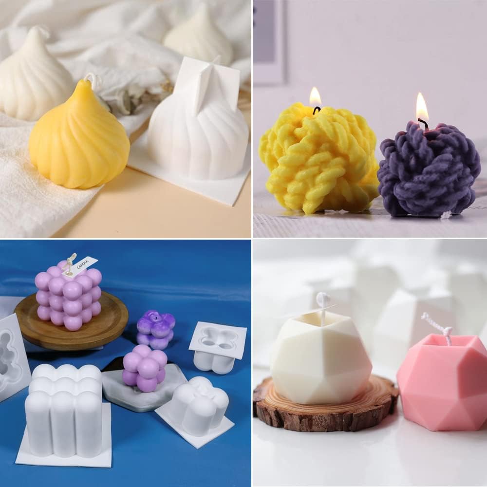 NICAVKIT 6Pcs Silicone Candle Molds Set for DIY Candles Soaps Baking Desserts