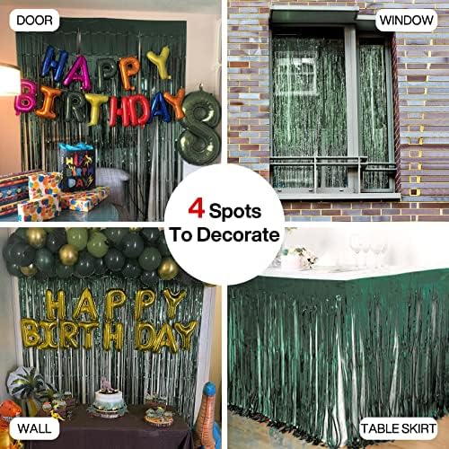 PartyWoo Retro Green Foil Curtain 2 pcs