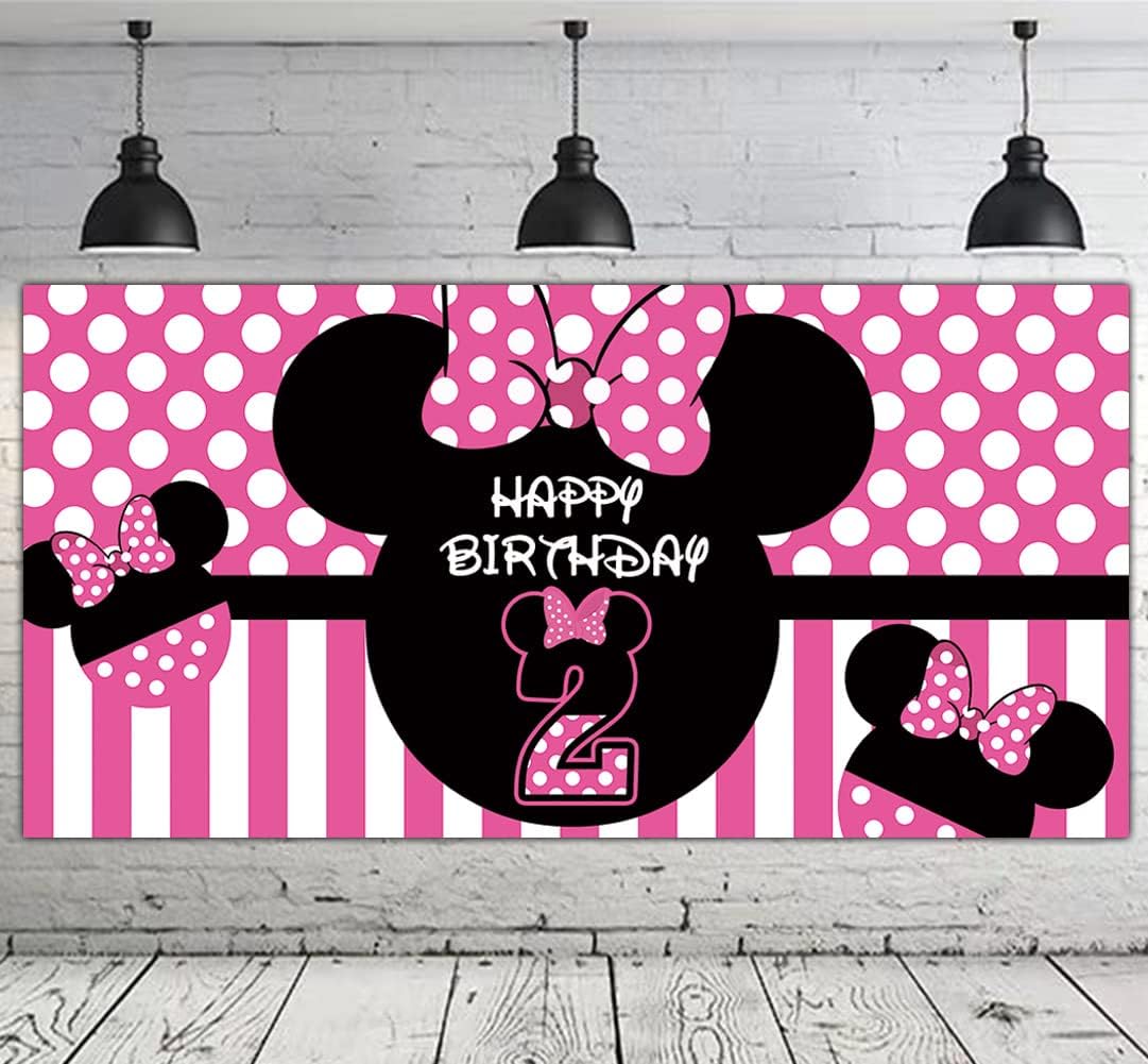 Minnie 2nd Birthday Photo Backdrop - 66 x 33 ft