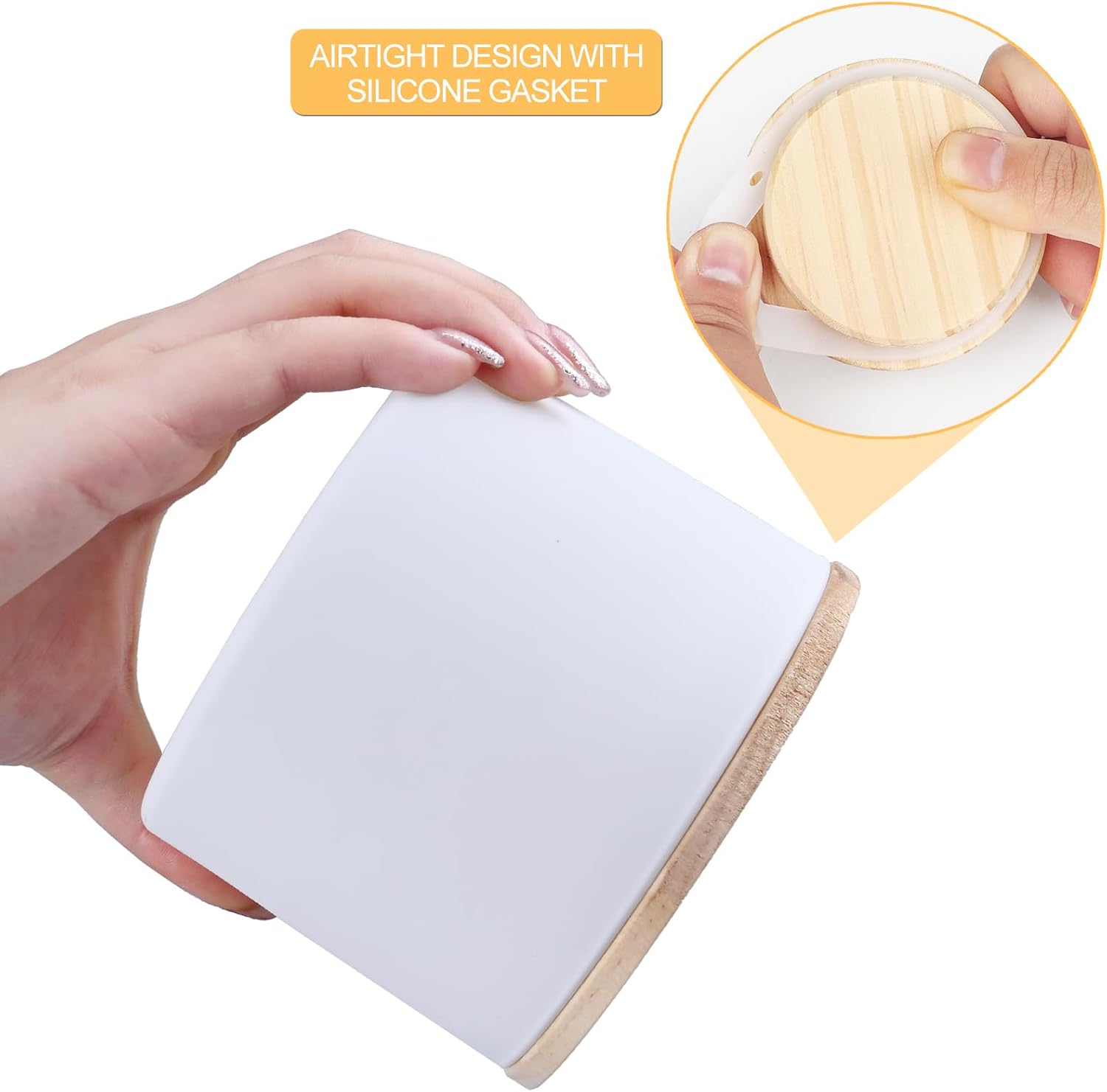 18 Oz Thick Candle Jars with Wood Lids 6 Pcs Matte White