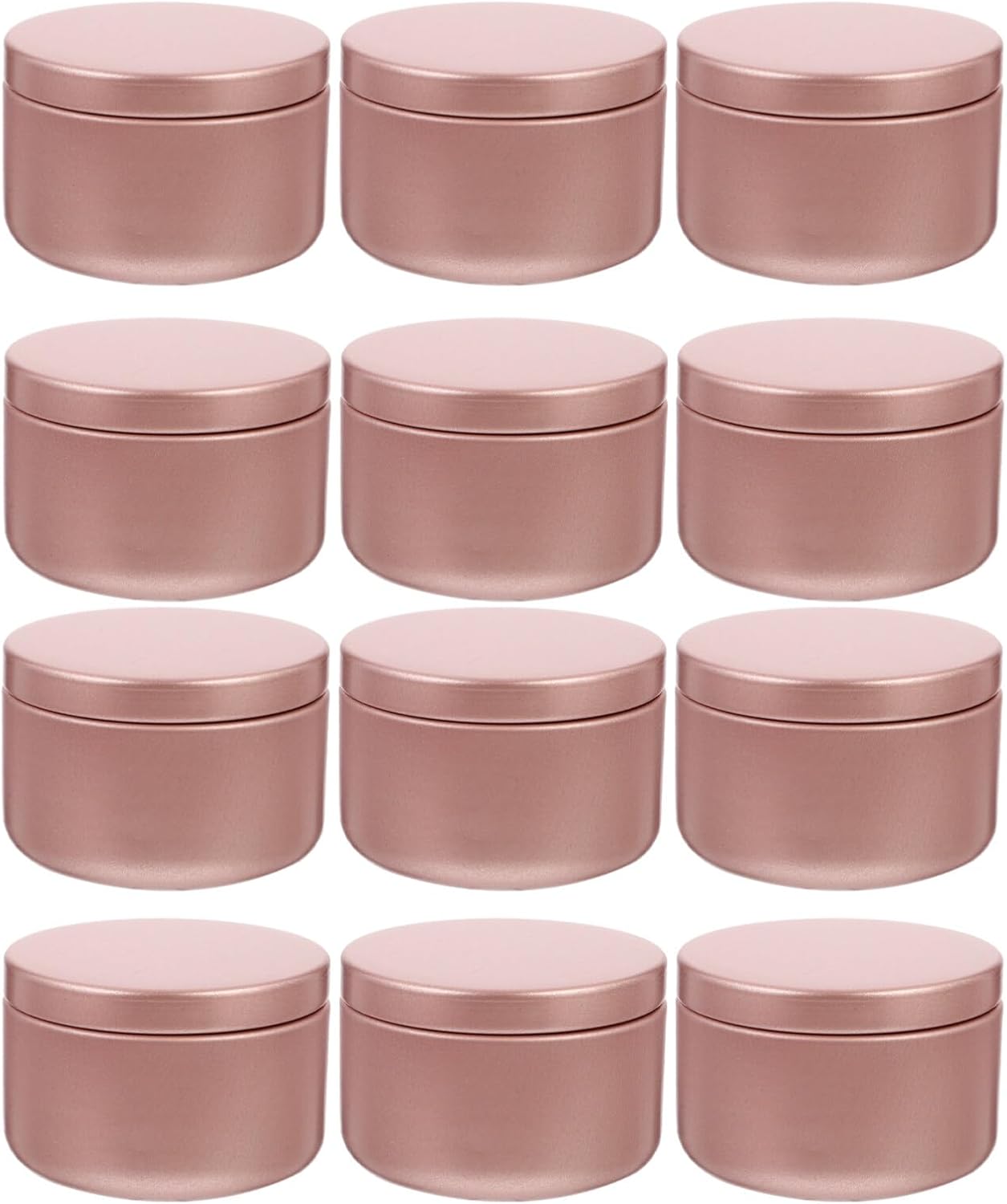 Beavorty 12pc Candle Jars with Lid Rose Gold Metal Containers
