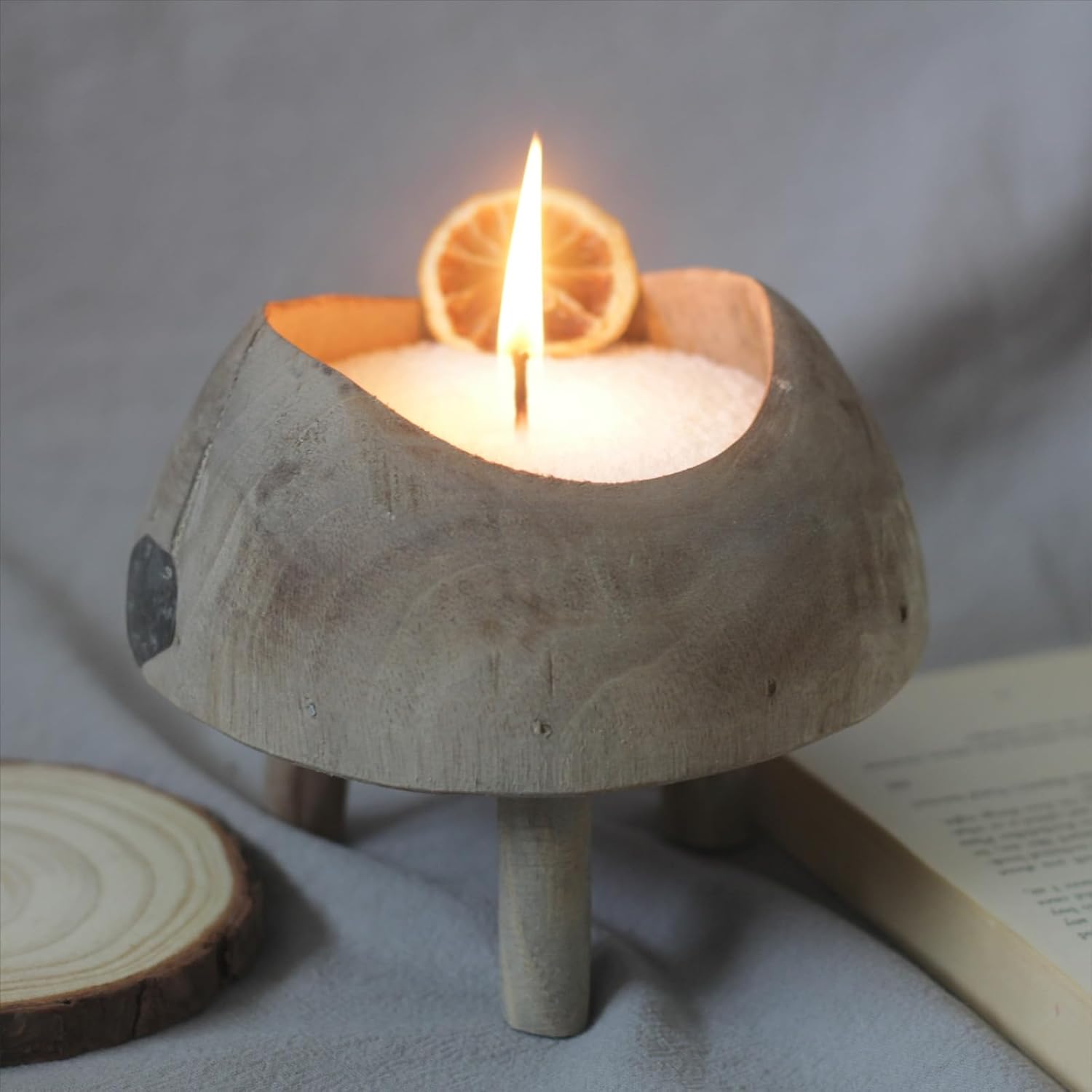 Rustic Wooden Candle Holder with Refillable Candle Sand and 30 Wicks