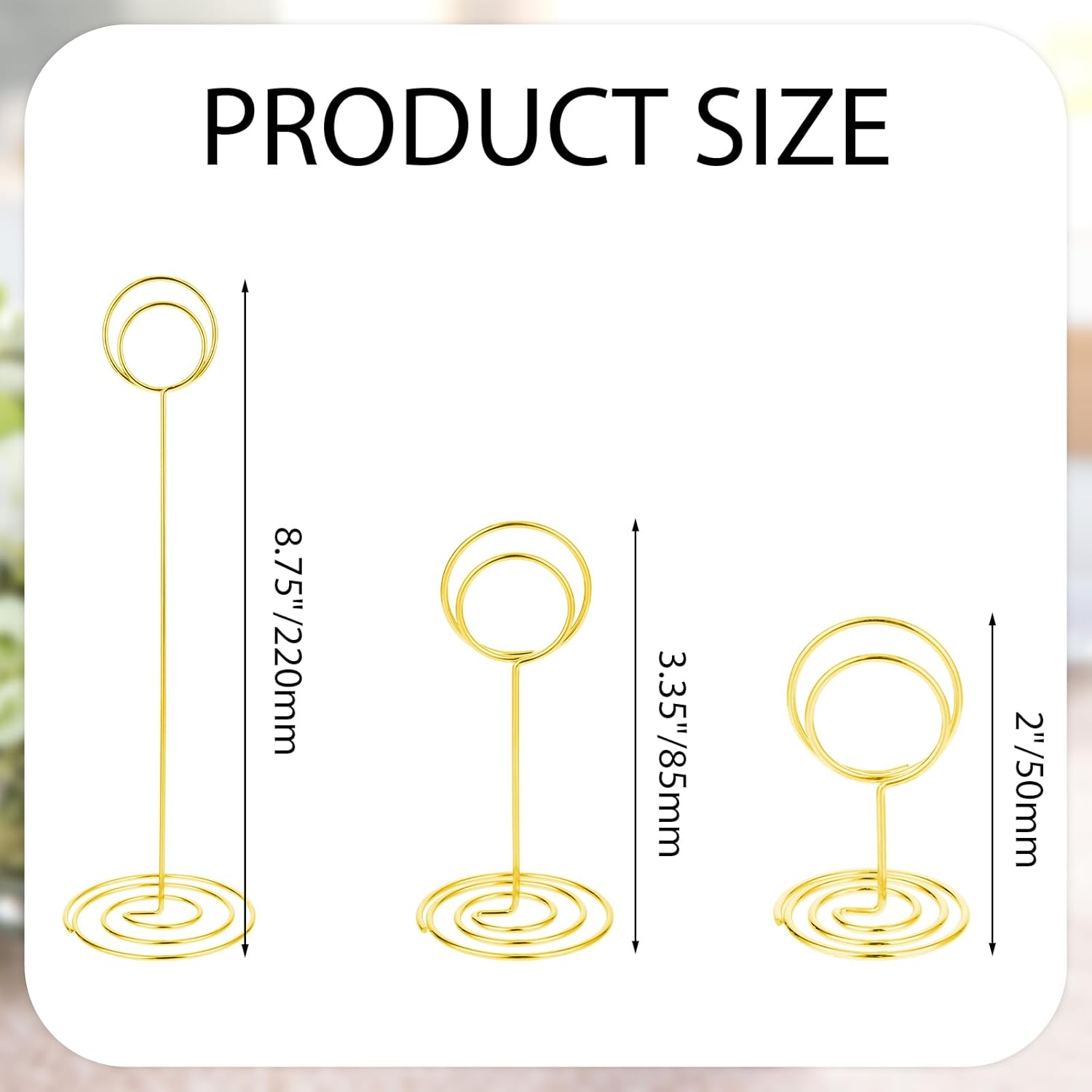 24 Pcs Gold Table Number Holders 3 Sizes