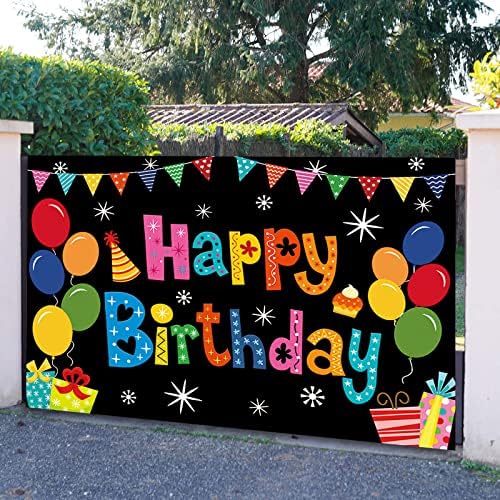 DIZHI Colorful Birthday Backdrop Banner 5x3ft
