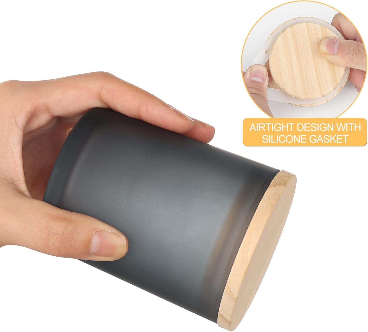 Showin Thick Candle Jars 16 Pcs with Wood Lids Frosted Gray