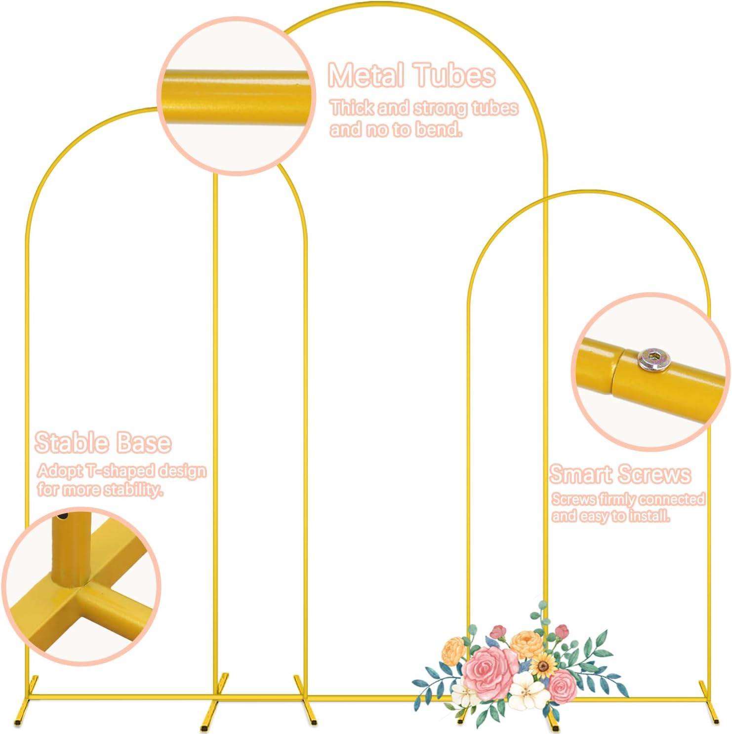 PATYDEST 3-Piece Metal Arch Stand Set with Covers