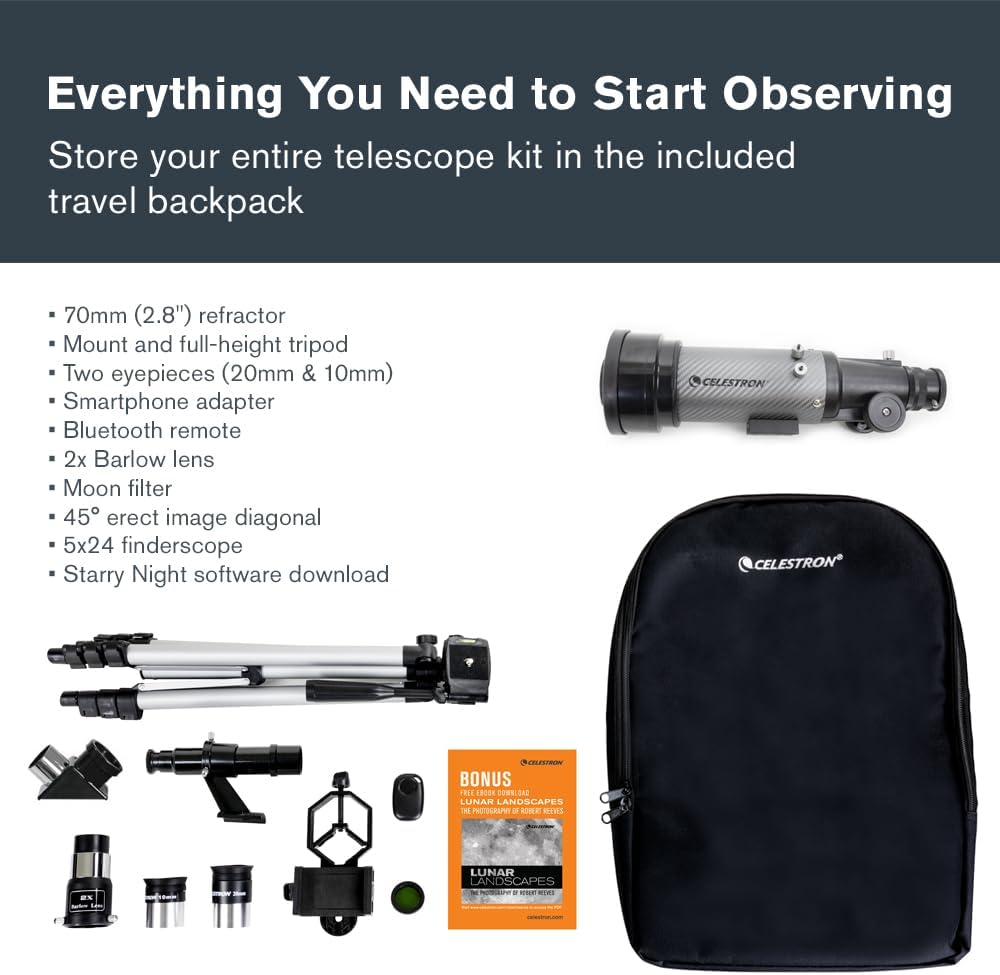 Celestron Travel Scope 70DX Telescope for Beginners and Travel