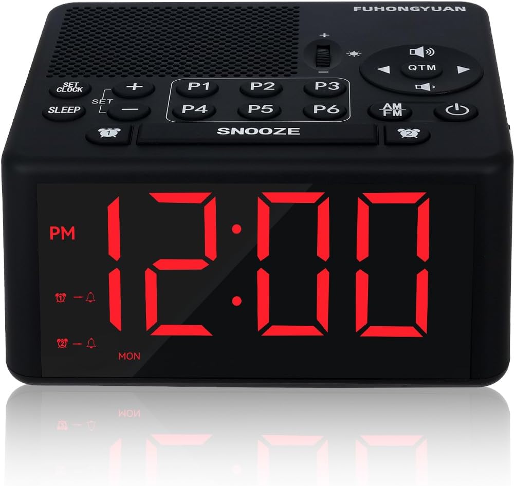 Digital Alarm Clock Radio with AMFM Dual Alarm and Dimmable LED Screen
