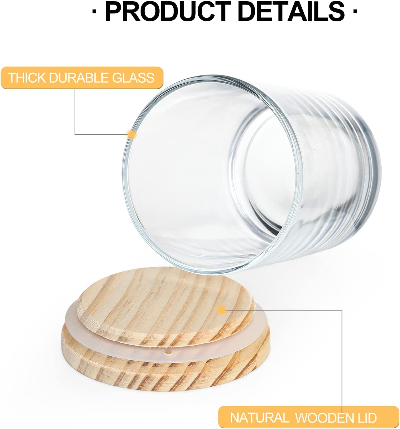 Showin Thick Candle Jars 16 Pcs with Wood Lids Frosted Gray