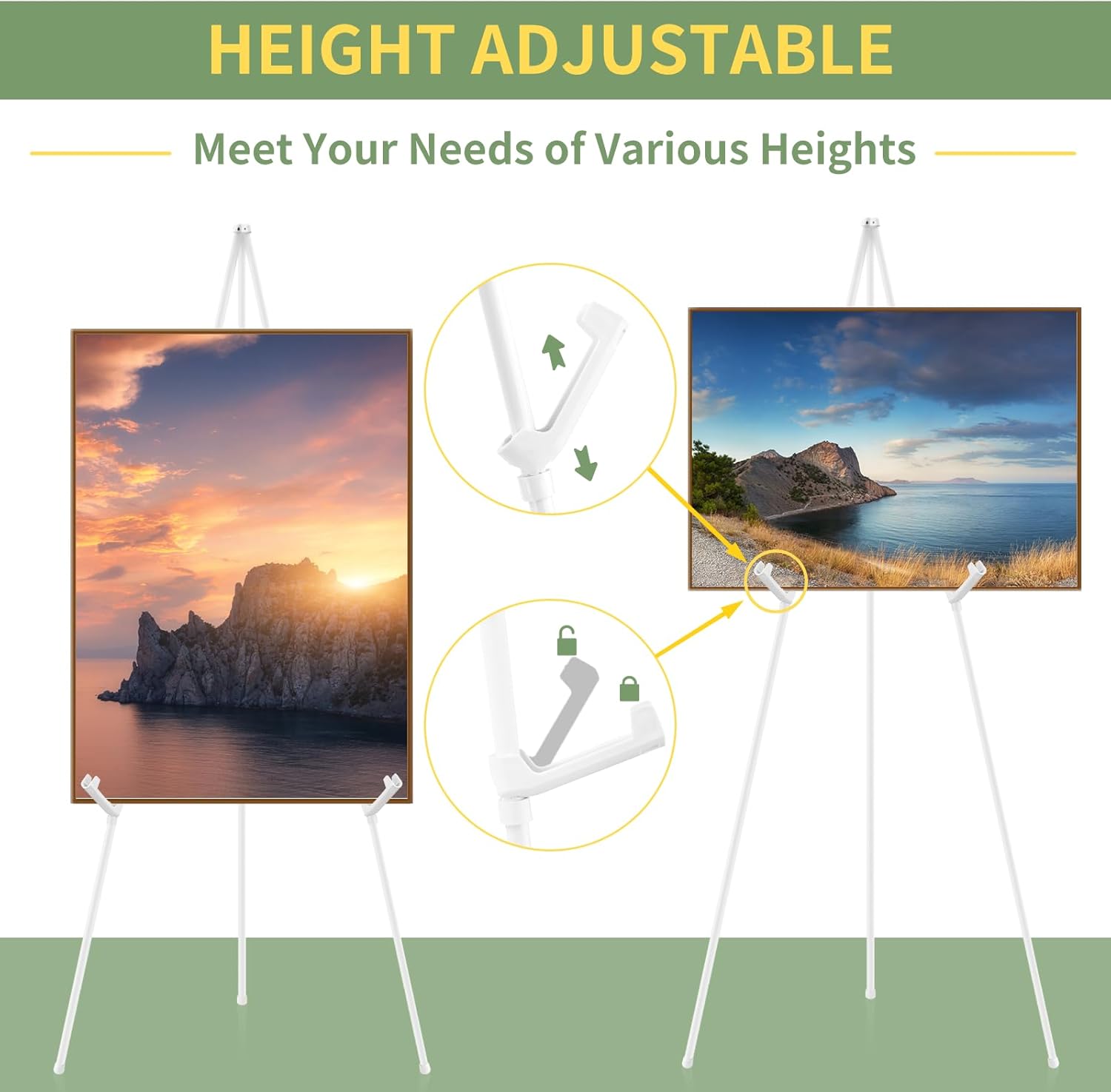 6PCS White Adjustable Metal Easel Stand for Wedding Display