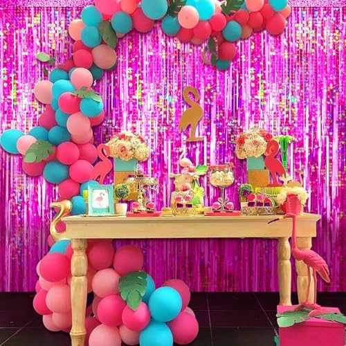 4-Pack Hot Pink Foil Fringe Backdrop