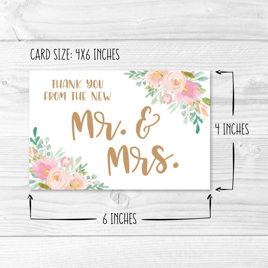 Hadley Designs 24 Pink Floral Wedding Thank You Cards