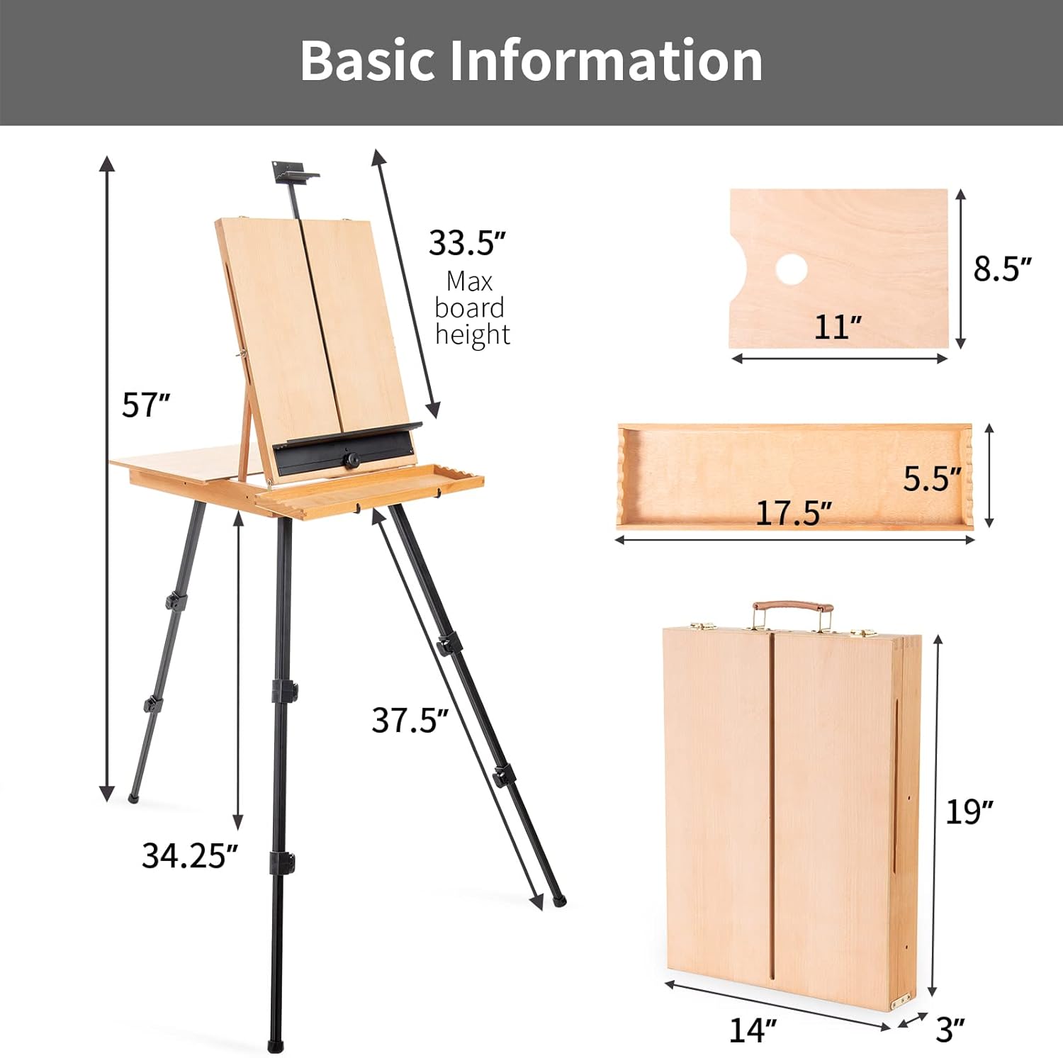 Falling in Art Large French Style Easel - Portable Sketchbox with Drawer