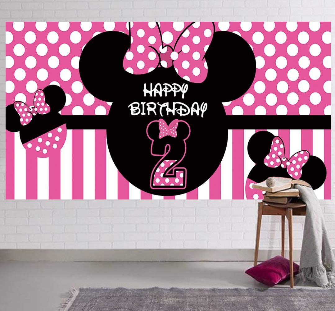 Minnie 2nd Birthday Photo Backdrop - 66 x 33 ft