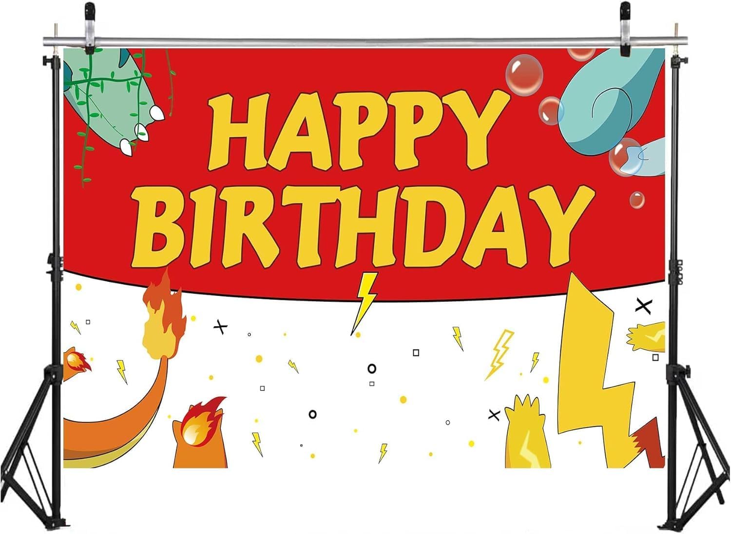 7x5ft Cartoon Game Birthday Backdrop Red and White