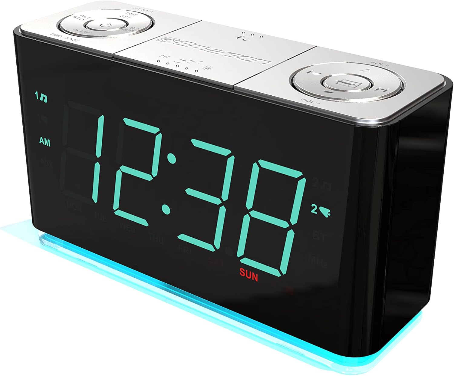 Emerson Smartset Alarm Clock Radio with Bluetooth Speaker and USB Port