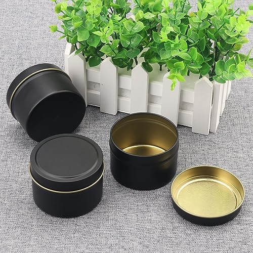 GENHAKON 48 Pack 4 oz Black Candle Tins