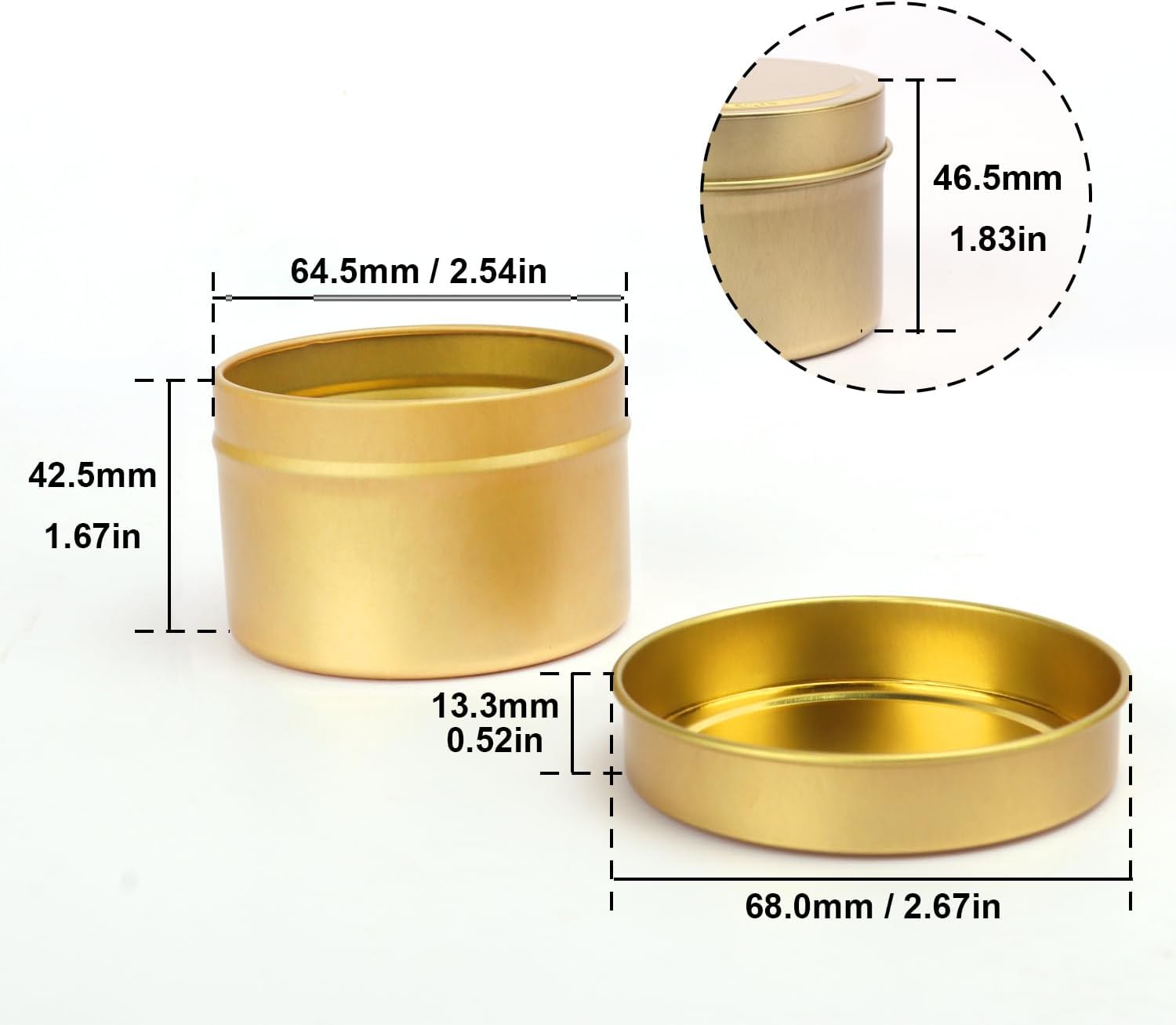 GENHAKON 48 Pack 4 Oz Golden Candle Tins