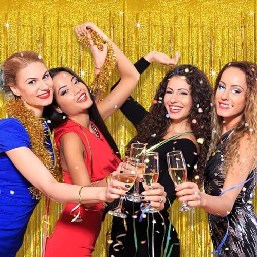 Tinsel Curtain Gold Birthday Decorations 2 Packs