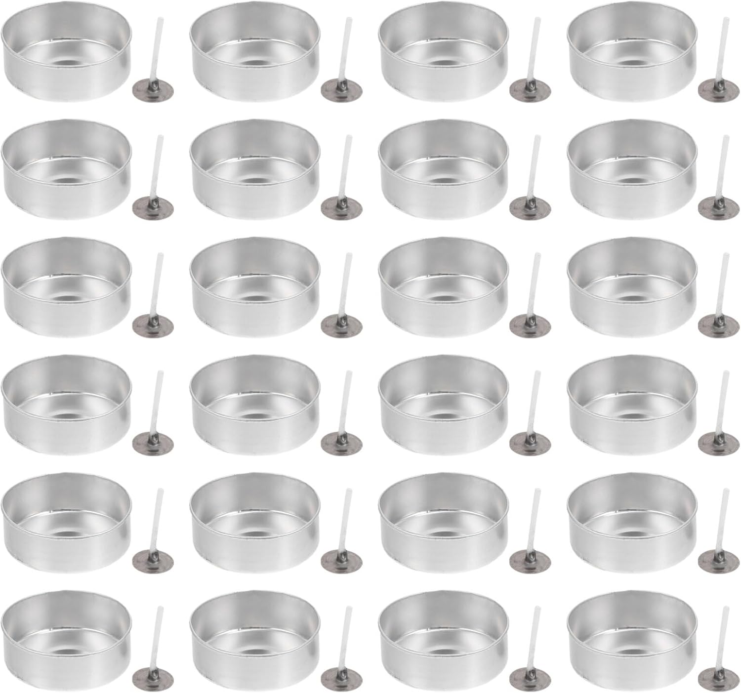 TEHAUX 100pcs Aluminum Tea Light Cups with Candle Wicks