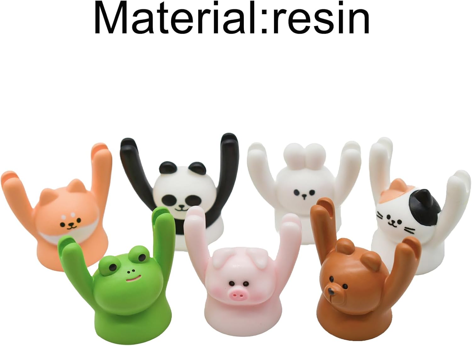 7Pcs Cute Raising Hand Animal Memo Holder Resin Clips