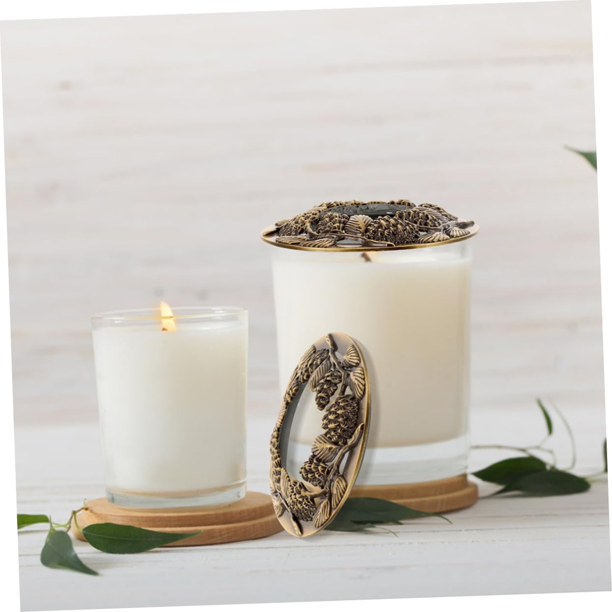 2Pcs Metal Candle Covers Hollow Antique Design for Jar Candles