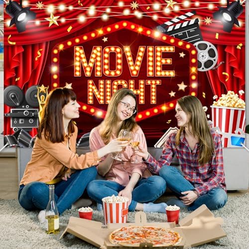 Mocsicka Movie Night Backdrop Banner 6x36ft