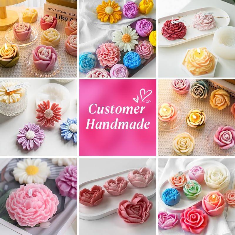 6Pcs Rose Flower Candle Resin Silicone Mold Set