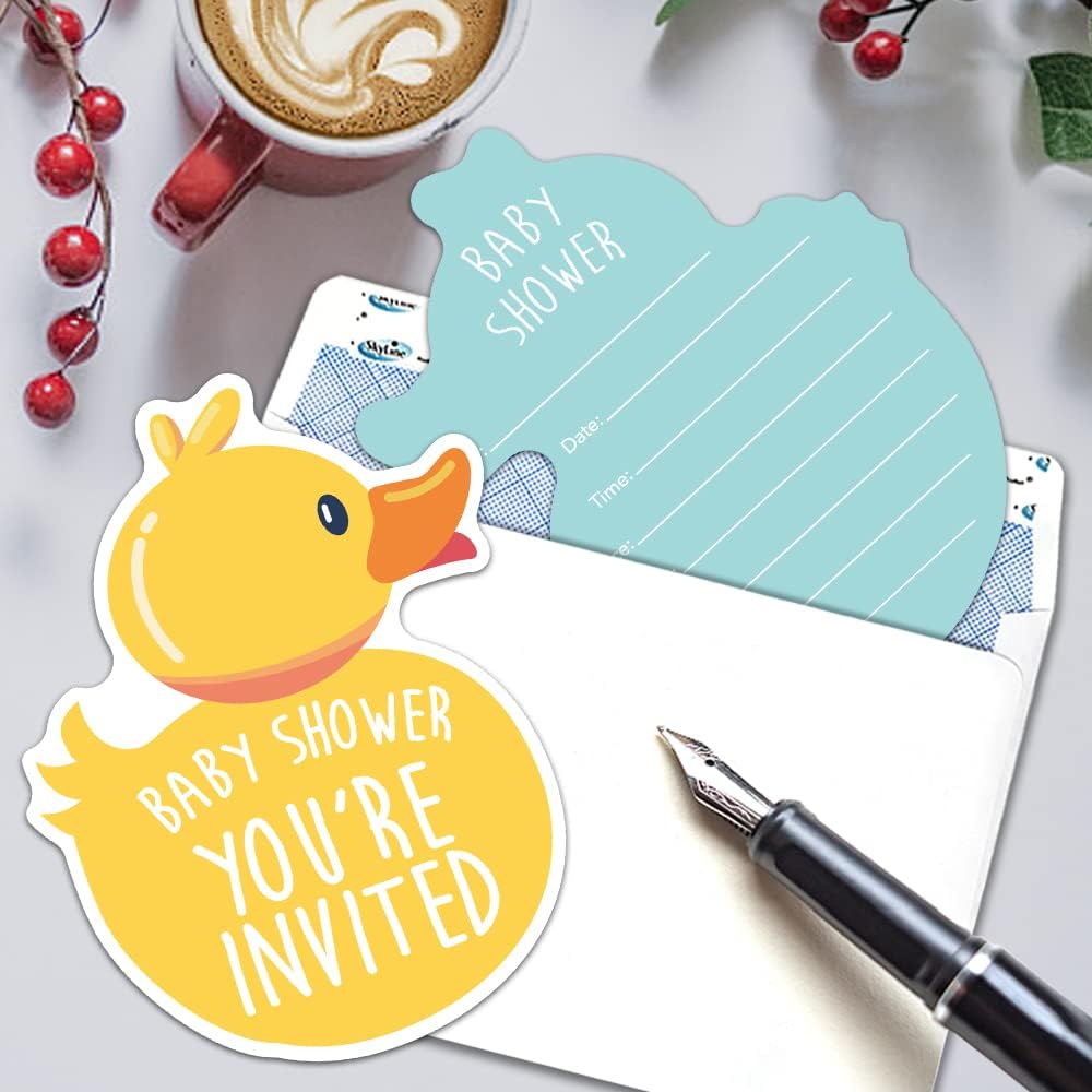 RZHV 15 Pack Yellow Ducky Party Invitations With Envelopes