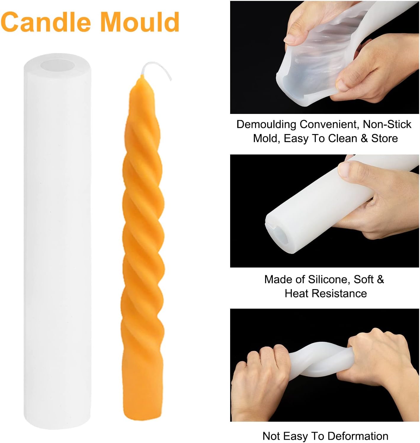 PATIKIL 3Pack Taper Candle Molds for Creative Crafts