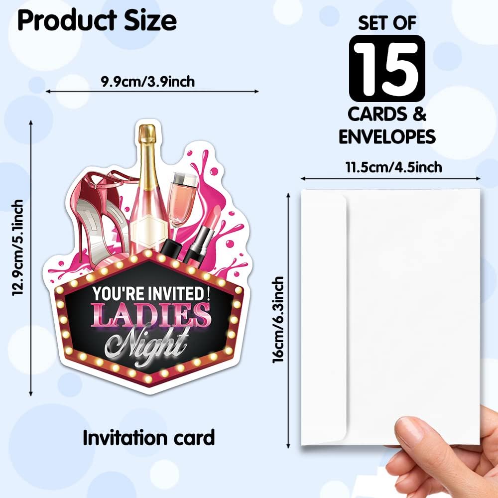 RZHV 15 Pack Pink High Heels Party Invitation Cards with Envelopes