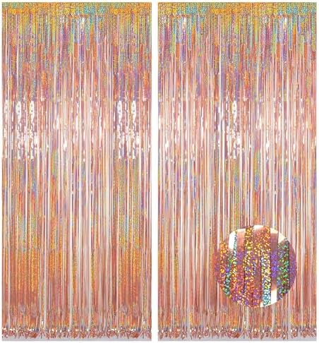 Melsan Foil Fringe Backdrop 2 Pack Rose Gold