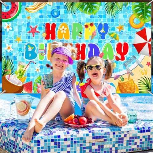 AIBIIN Pool Birthday Backdrop 708 x 433 Inch