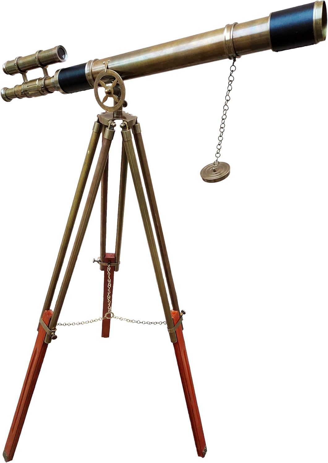 Antique Brass Telescope with Wooden Tripod Stand