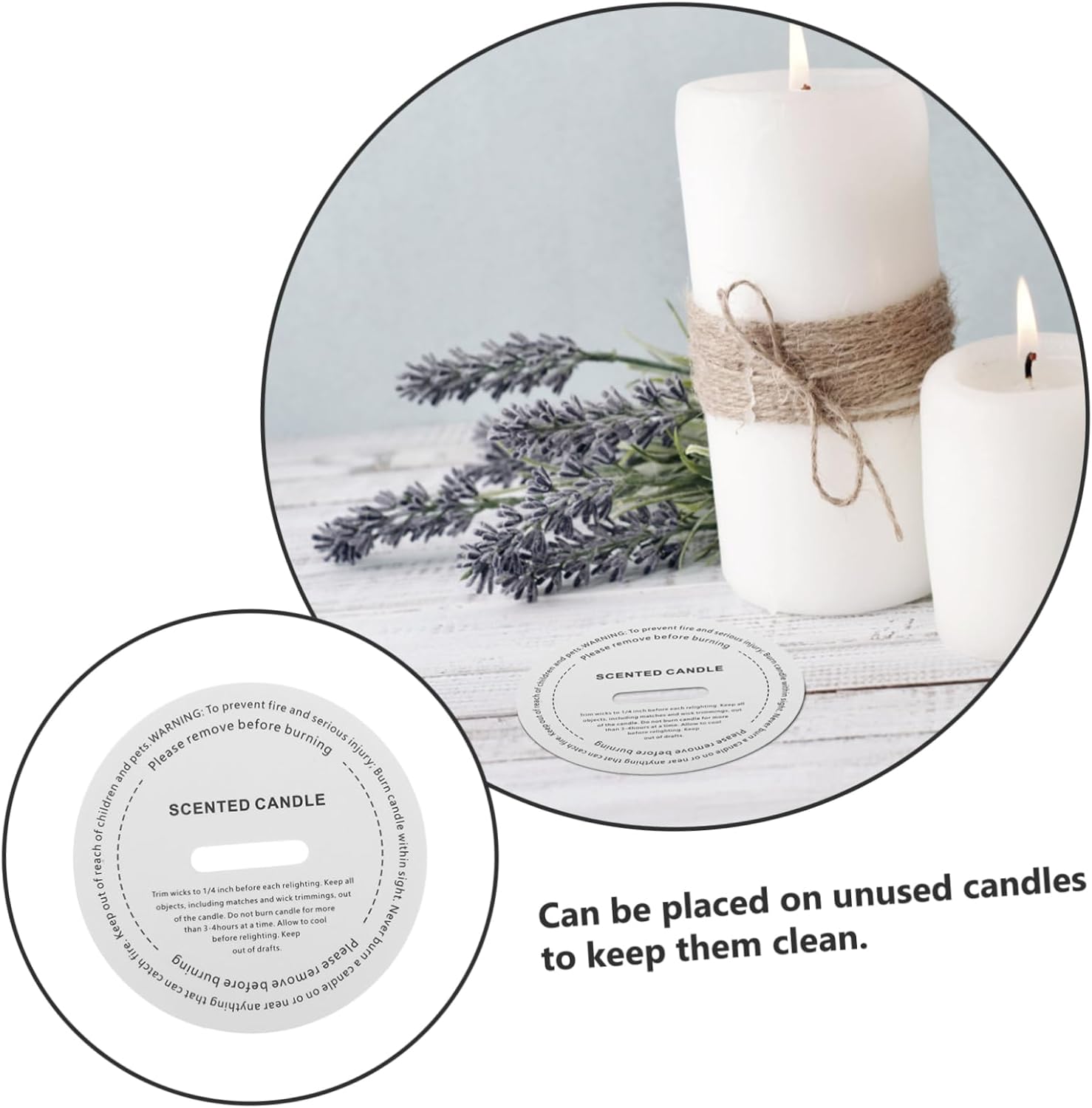 VILLFUL 100pcs Candle Dust Protectors White Paper Lids for DIY