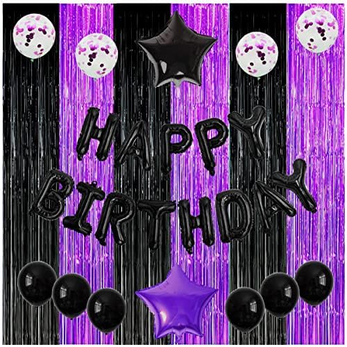 Black Purple Foil Backdrops for Parties 3 Pack