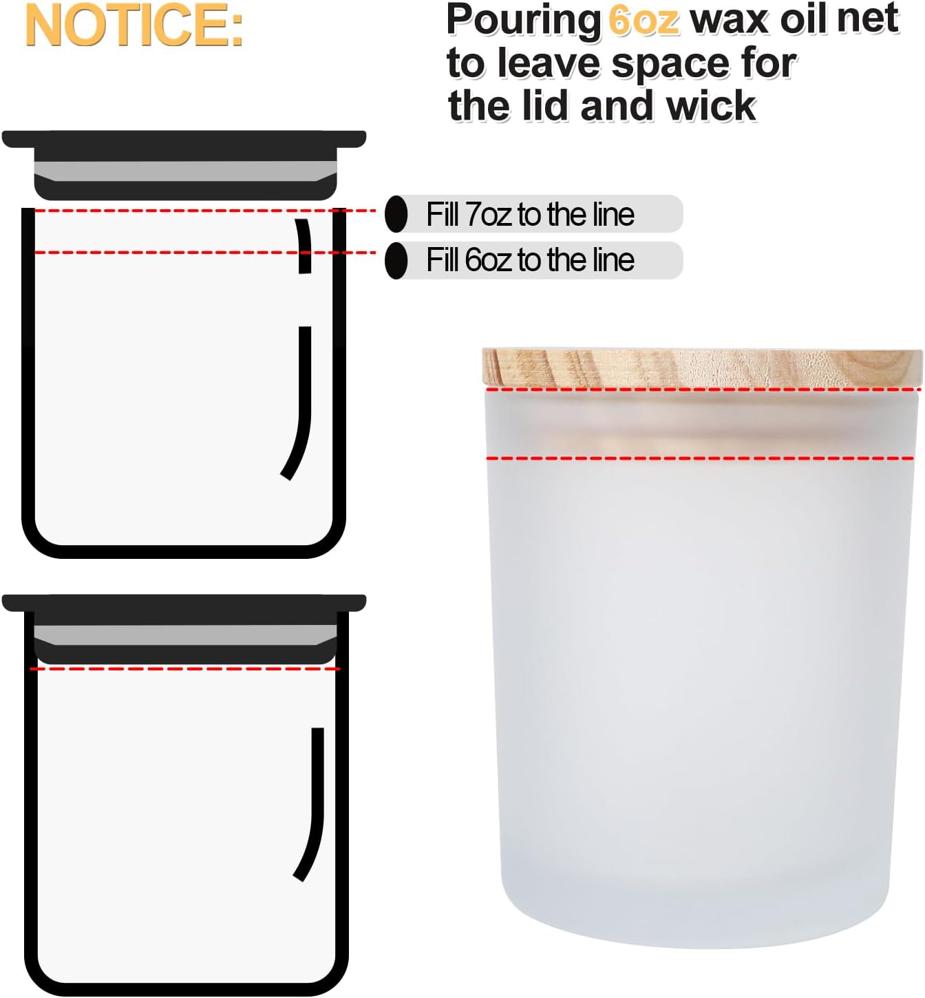 Frosted White Thick Candle Jars with Wood Lids 12 Pcs
