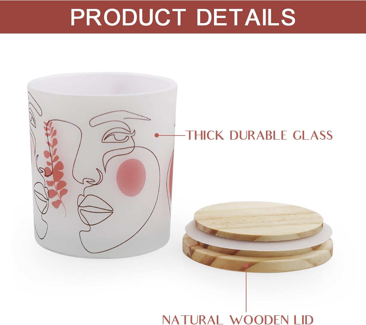 Frosted Glass Candle Jars with Wooden Lids 6PCS