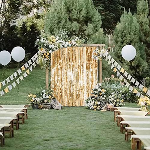 Gold Metallic Tinsel Foil Curtain 3 Pack