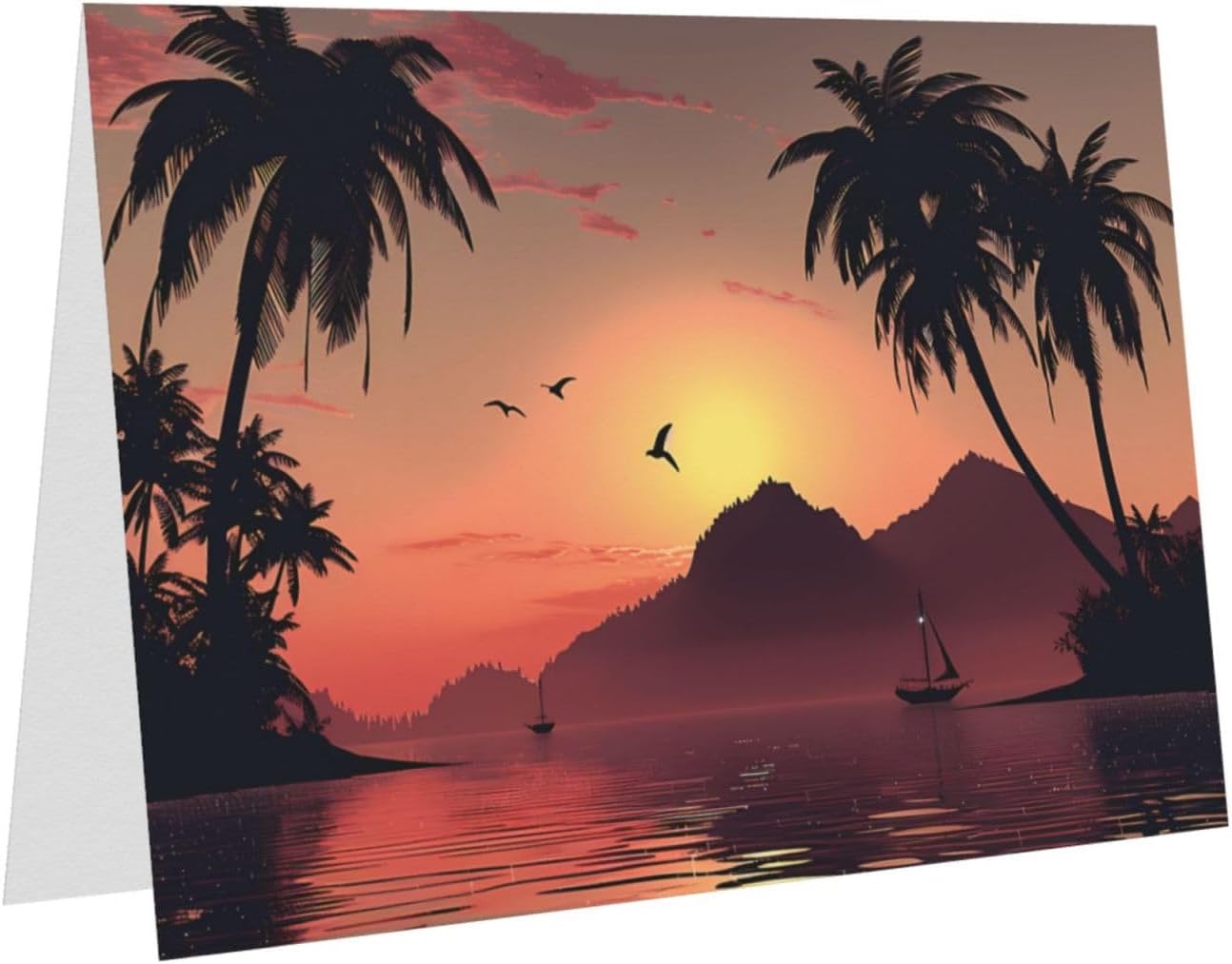 Gray Lake At Sunset Greeting Card with Pearl Luster