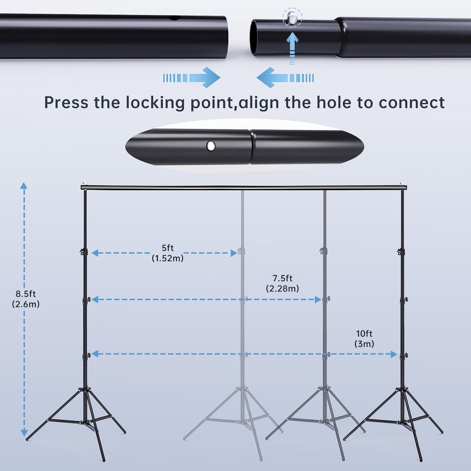 BEIYANG 85 x 10 FT Photo Backdrop Stand Kit