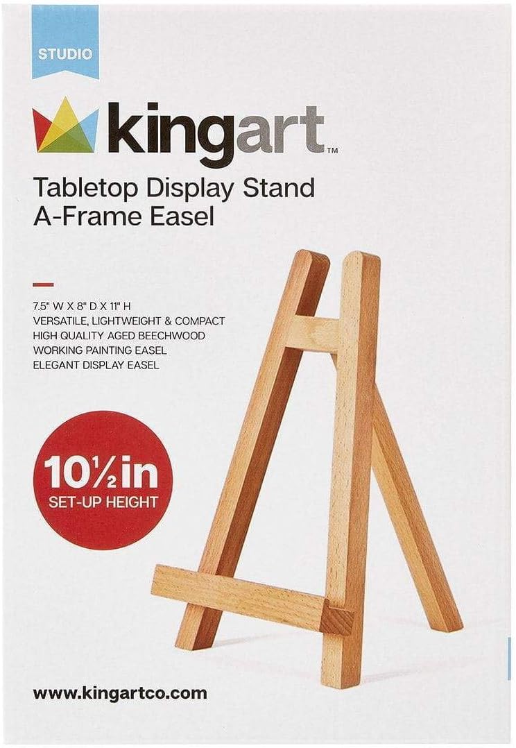KINGART 740N Small Tabletop Easel 10 Canvas Durable Wood Portable Foldable